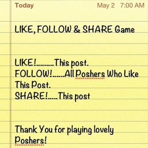 1st timer for FOLLOW, LIKE & SHARE Game!